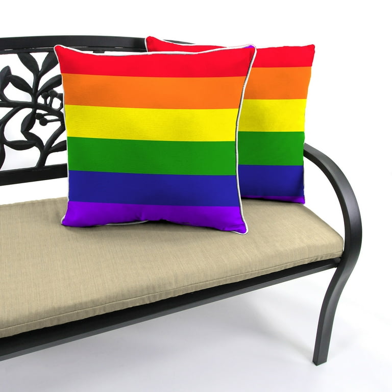 Jordan Manufacturing 16 x 16 Rainbow Multicolor Stripe Square Outdoor Throw Pillow with Welt Walmart