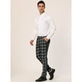 thumbnail image 4 of Unique Bargains Men's Plaid Pants Casual Slim Fit Flat Front Skinny Checked Dress Pants 36 Black, 4 of 6