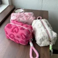 thumbnail image 3 of Plush Makeup Bag Cute Large Capacity Travel Pink Red Color Heart Cosmetic Bags For Women, 3 of 4