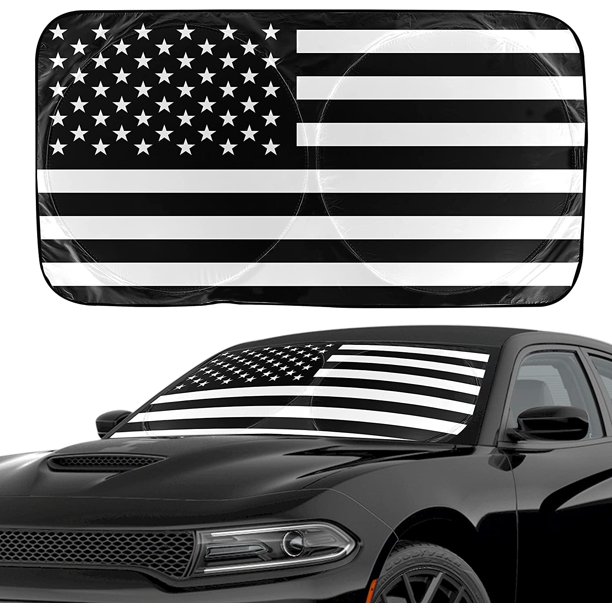 EcoNour American Flag Windshield Sun Shade for Car (64" x 32") Sun