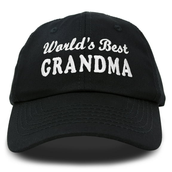 DALIX Worlds Best Grandma Hat Gift Embroidered Cotton Cap in Black