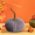 thumbnail image 4 of Summercome Velvet Pumkins for Decorating, Rustic Faux Velvet Pumpkins with Real Stems Fabric Foam Pumpkins for Fall Decorations Wedding Harvest Thanksgiving Halloween Table Centerpiece Decor, Gray, 4 of 9