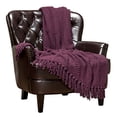 thumbnail image 2 of Chanasya Textured Knitted Super Soft Throw Blanket With Tassels Warm Cozy Plush Lightweight Fluffy Blanket for Bed Sofa Chair Couch Cover Living Bed Room Purple Throw Blanket (50x65 Inches) Aubergine, 2 of 3