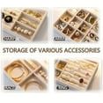 thumbnail image 5 of 4 Pcs Small Velvet Jewelry Organizer, Jewelry Tray for Dresser, Divided Ring Earring Holder, Beige, 5 of 6