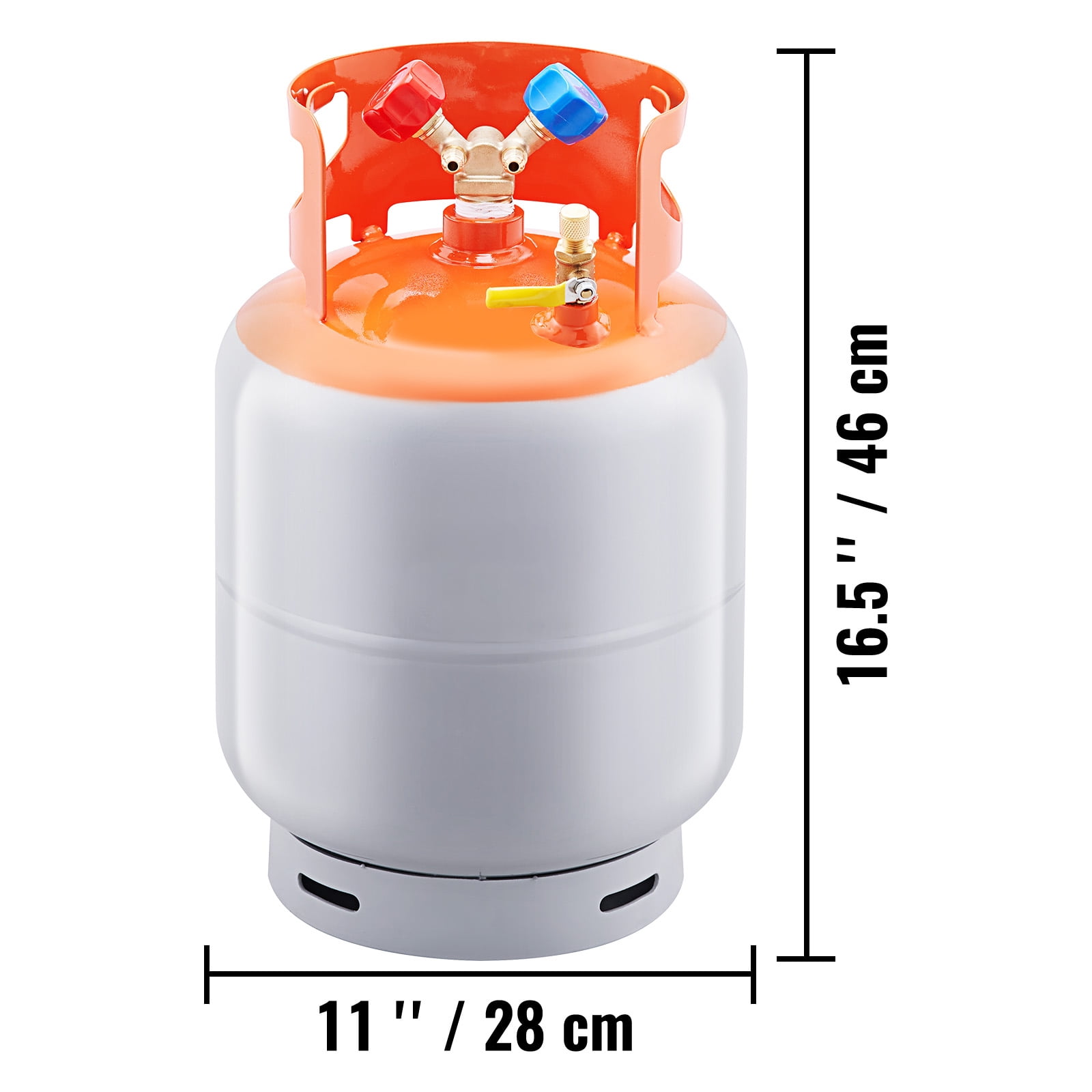 KFFKFF Secure 50 LBS Tank for Refrigerant Recovery, 400 psi Capacity, Versatile Y-Valve for Liquid & Vapor, Compatible with R22/R134A/R410A, in Eye-Catching Orange & Gray