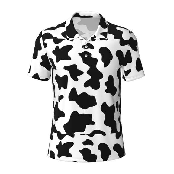 Kuqiui Mens Golf Polo Shirt Dry Fit Performance Sport Short Sleeve Golf Polo Shirts for Men-Milk Cow