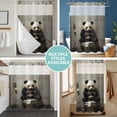 thumbnail image 5 of No Hook Shower Curtain with Snap in Liner, Watercolor Panda Mobile Phone Waterproof Bath Curtain Double Layers with See Through Top Window, Traditional Gray Animal Art Hotel Shower Curtains 72x84in, 5 of 9