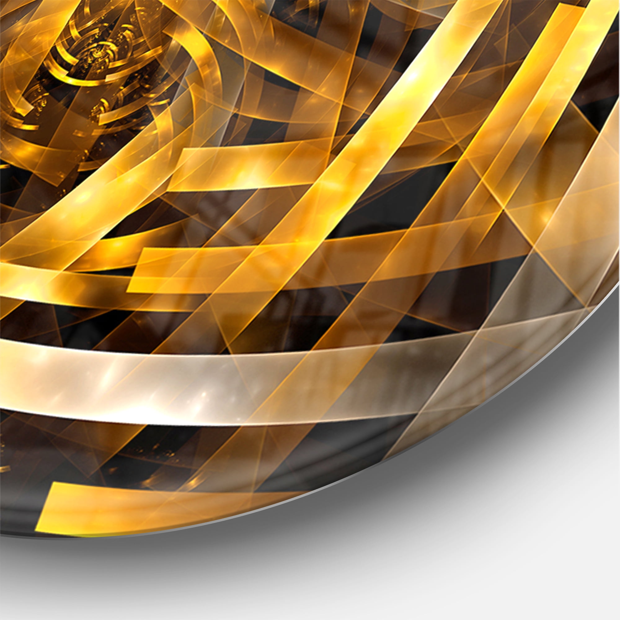 Designart 'Fractal 3D Yellowish Hexagon ' Modern wall clock