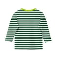 thumbnail image 5 of Efsteb Kids Girls 3/4 Sleeve Tops Casual Summer Round Neck Three-quarter Sleeve Tops Comfy Loose Cute Striped Print Tee Shirt(Green,9 Years ), 5 of 5