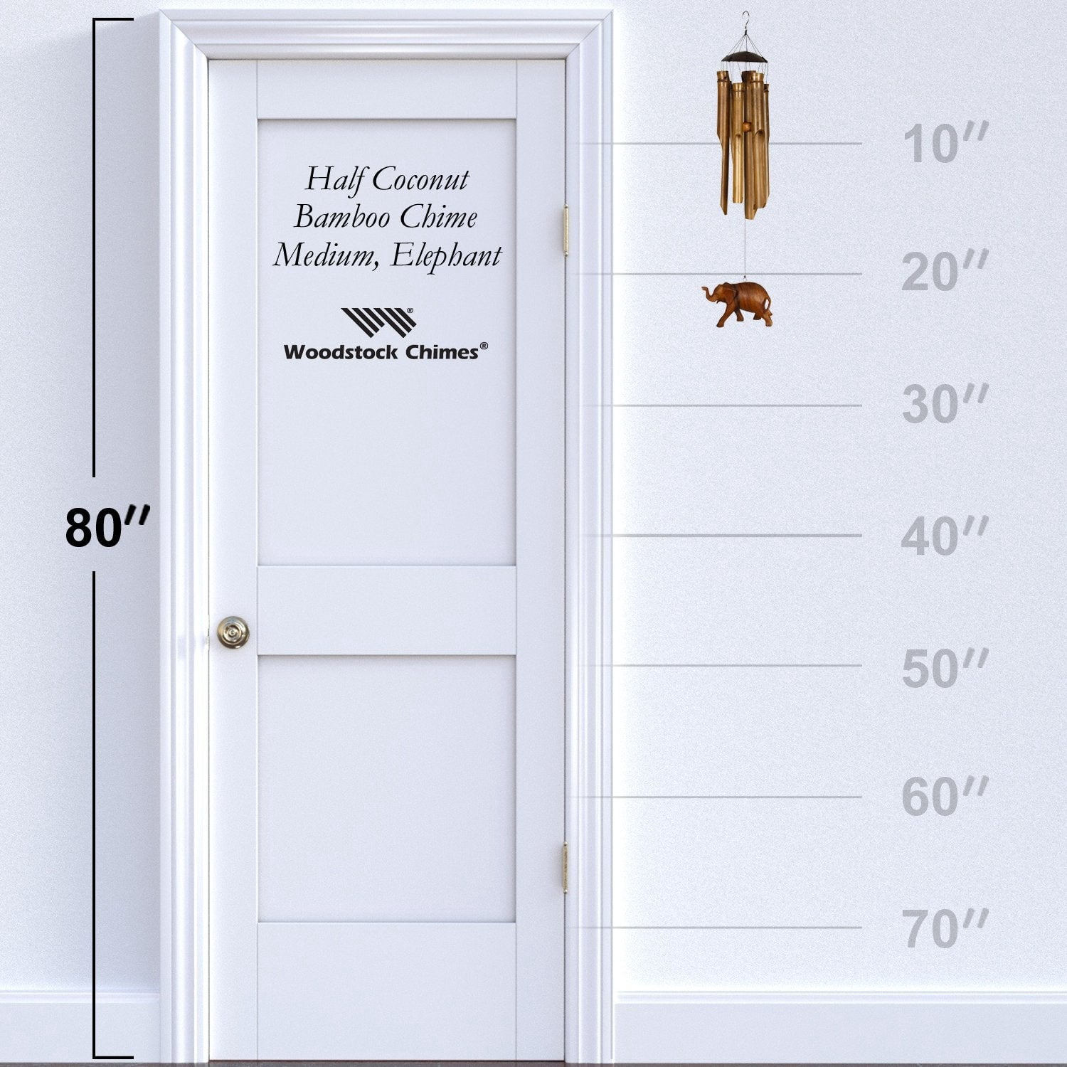 Woodstock Windchimes Half Coconut Chime Elephant, Wind Chimes For Outside, Wind Chimes For Garden, Patio, and Outdoor Décor, 24"L