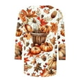 thumbnail image 4 of VKOYWKM 3/4 Sleeve Tops for Women Thanksgiving Shirts Halloween Pumpkin Graphic Fall T Shirts Loose Fit Crew Neck Thanksgiving Gift Tops, 4 of 5