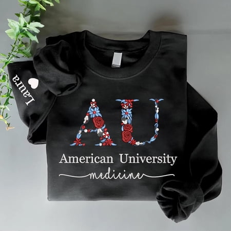 Custom College Hoodie with Floral Letter, Custom Embroidered, Graduation, Sorority, College, Unisex Sweatshirt LINHKHA