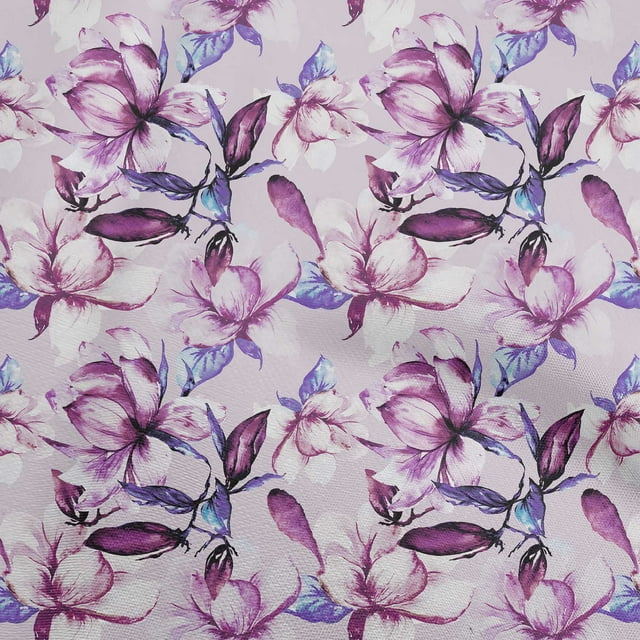 oneOone Rayon Purple Fabric Florals Sewing Material Print Fabric By The Yard 56 Inch Wide