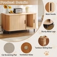 thumbnail image 3 of Multi-Functional Hidden Cat Litter Box Enclosure Furniture, Akaber Cat Washroom with Cat Scratch Pad, Tambour Sliding Door, Indoor Cat House for Living Room, Natural, 3 of 9
