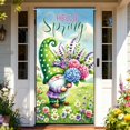 thumbnail image 4 of YaoZQ Hello Spring Door Cover, Garden Elf with Flowers and Butterfly Banner, Seasonal Front Porch Entryway Decoration, Green, 35 x 71 in, 4 of 7