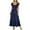Navy-A, variant on Penkiiy Women's Summer Casual Short Sleeve V Neck Smocked Elastic Waist Tiered A Line Maxi Dress With Pockets XL Navy