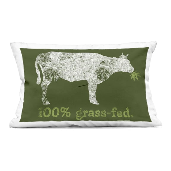 Stupell Industries Grass Fed Cow 14" x 20" Animals Print Polyester Throw Pillow, Zip Closure 1 Count