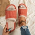 thumbnail image 6 of Tqyyweavej Terry Cloth Open Toe Slippers for Women Memory Foam Slip On House Slippers Color Block Comfy Corduroy Indoor Outdoor Shoes, 6 of 10