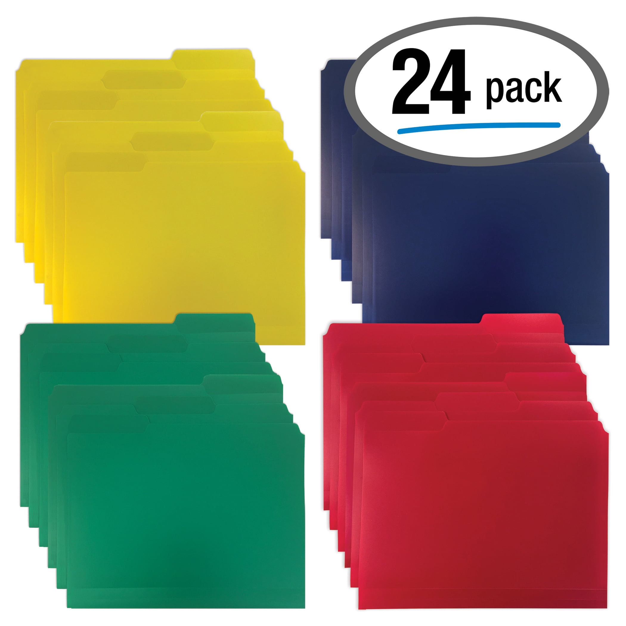 Heavyweight Poly File Folders, 1/3 Cut, Top Tab, 24 Per Box, by Better Office Products, Letter