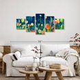 thumbnail image 2 of Elephant Stock Imagine A Garden Wall Art - Horizontal Multi Panel Canvas - Living Room Wall Decor - Abstract Multi Panel - Blue And Green Decor By Tara Funk Grim - 55" x 24", 2 of 4