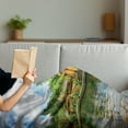 thumbnail image 3 of Balinese Soft Flannel Fleece Throw Blanket, Tirta Empul Building Bali Indonesia Exotic Trees Oriental Building Lake Photo, Cozy Plush for Indoor and Outdoor Use, 50" x 70", Yellow Green, by Ambesonne, 3 of 5