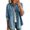 Sky Blue, variant on Distressed Denim Jacket for Women Long Sleeve Collared Button down Jean Jackets with Chest Pocket Ripped Hem Hippie Western Cowboy Coats Black XXL