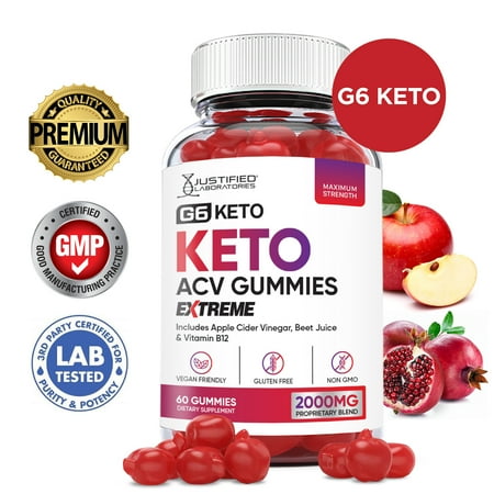 G6 Keto Extreme ACV Gummies 2000mg Dietary Supplement 60 Gummys