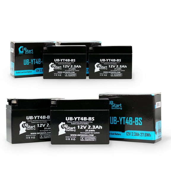 4-Pack UpStart Battery Replacement for 2008 Yamaha TTR110E 110CC Factory Activated, Maintenance Free, Motorcycle Battery - 12V, 2.3Ah, UB-YT4B-BS