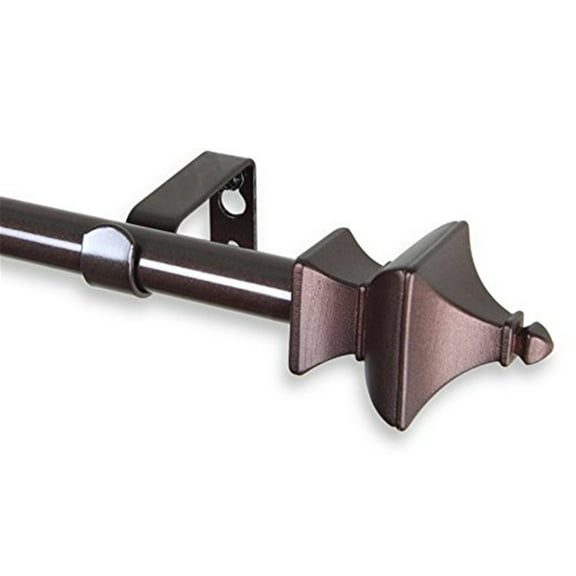 Decorative Curtain Rod - Adjustable 48-84 Inch Rod with BracketsHardware - Cocoa Finish