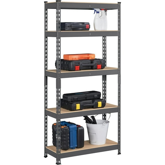 HYJY Storage Shelves 5 Tier Garage Shelving Heavy Duty Garage Shelves Adjustable Metal Shelving Unit Utility Rack Industrial Shelving for Warehouse Pantry Closet, 27.5"W x 12"D x 60"H, Dark Gray