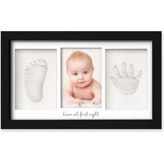 Baby Hand and Footprint Kit - Clay Handprint Keepsake Frame, Newborn Nursery Picture Frame, Personalized New Mom Gifts for Baby Shower & Registry