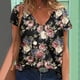 thumbnail image 2 of Camisetas con estampado floral con cuello en V para mujer Blusas femeninas cómodas a la moda Tops OAVQHLG3B Store  lin121212, 2 of 4