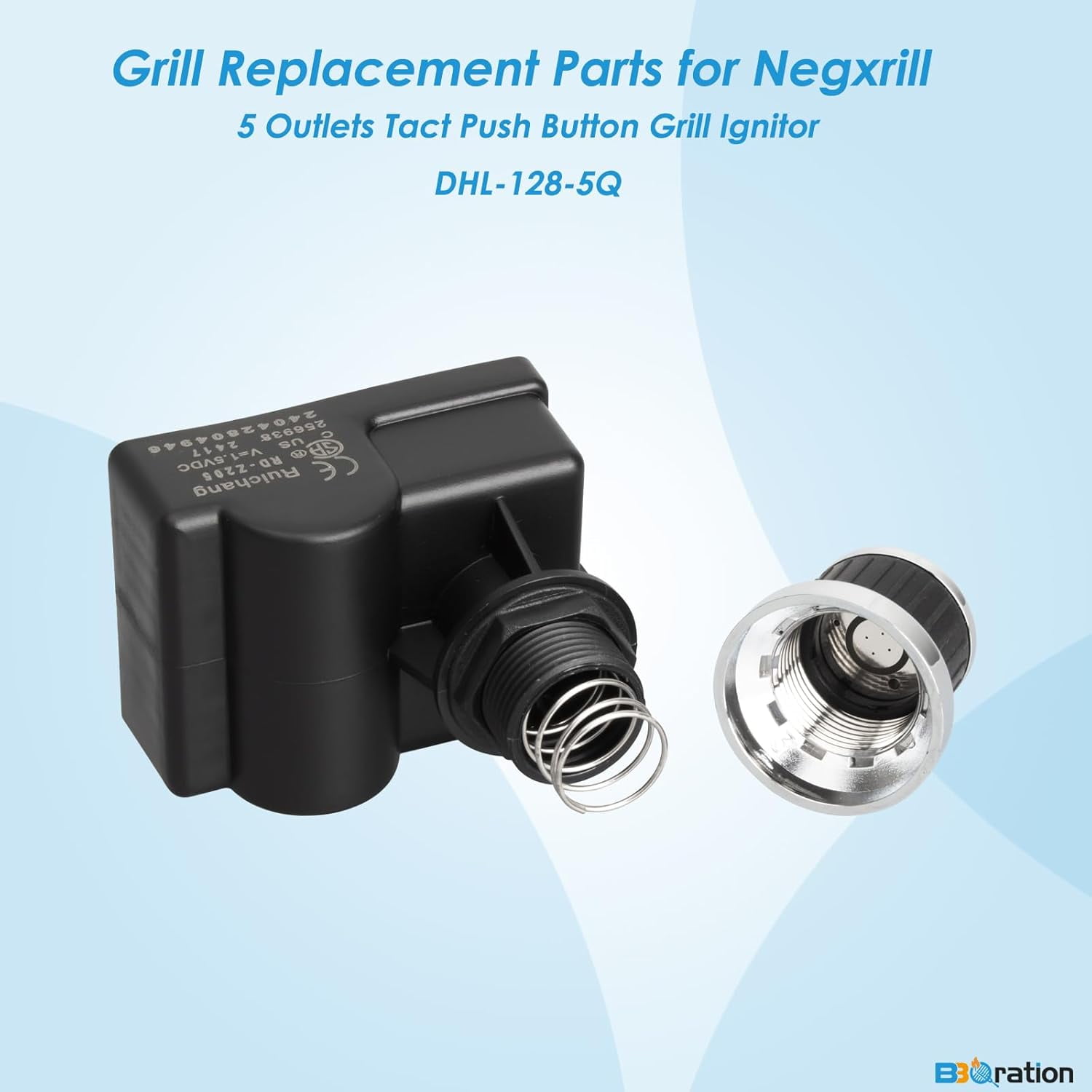 DHL-128-5Q Grill Igniters Kit for Nexgrill Replacement Parts 5 Outlet Tact Push Button Igniter w/Wire Parts 720-0830 720-0830H 720-0958A