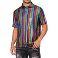thumbnail image 1 of CAMISETA METÁLICA INSPIRE CHIC para Hombres de Mangas Cortas Hipster Brillante Polo de Golf Disco, 1 of 5