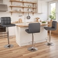 thumbnail image 6 of Homall Bar Stools Set of 2 Modern PU Leather Height Adjustable Swivel Barstools, Hydraulic Kitchen Counter Square Island BarStool With Back, Gray, 6 of 7