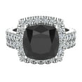 thumbnail image 4 of 18K White Gold Wedding Ring Set for Women Cushion Cut Black Diamond Halo Rings 3.30 Carat (G,VS1), 4 of 5