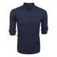 thumbnail image 3 of Camisas Cuello Mao Lino Hombre Casual Manga Larga Slim Fit, 3 of 8