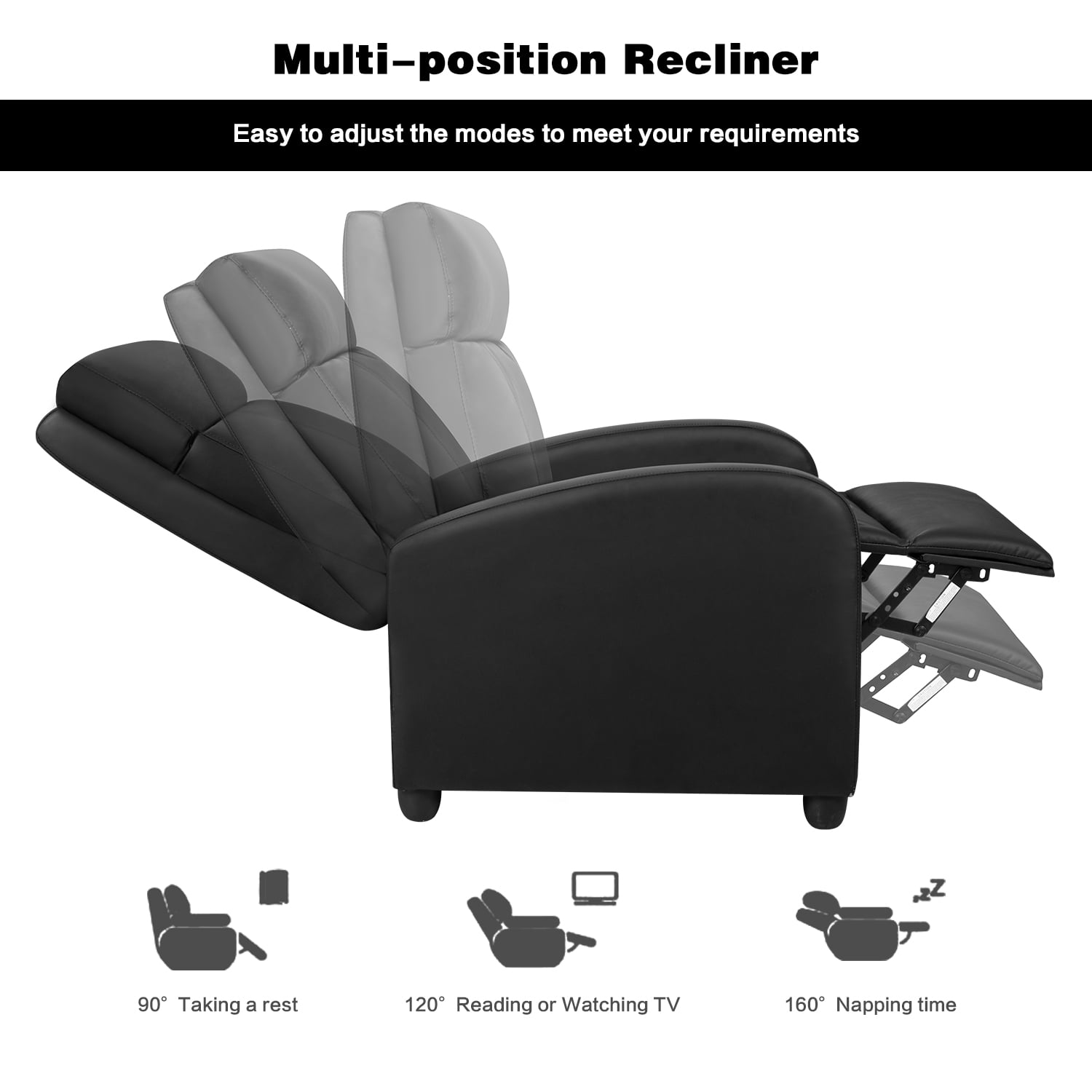 Lacoo Brown Fabric Recliner Chair Home Theater Recliner with Padded Seat and Massage Backrest