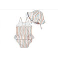 thumbnail image 3 of First Impressions Baby Girls Striped One Piece Swimsuit and Hat, 2 Piece Set, Upf 50,  Bright White, 3 of 3