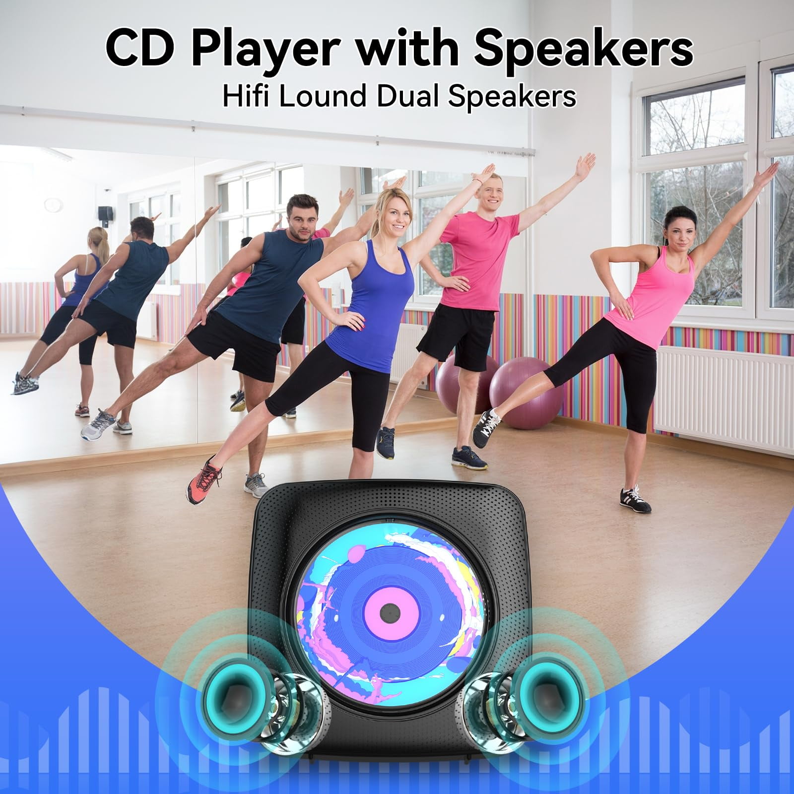Ooosea CD Player Portable Bluetooth Rechargeable CD Players for Home Desktop Wall Mount CD Player with Speakers FM Radio USB AUX Jack Remote Control