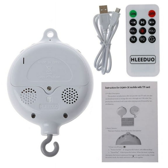 GENEMA 35 Songs Baby Mobile Crib Bed Bell Toy Support TF Card Music Box with Remote Control Bell Crib Toy