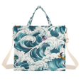 thumbnail image 7 of FORMRS Womens Corduroy Tote Bag Crossbody Shoulder Purse Handbag with Detachable Strap, Green Ocean Waves Pattern, 7 of 7
