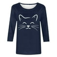 thumbnail image 4 of Royisotas Summer Women's Plus Size Tops Casual 3/4 Sleeve Navy Shirts for Women Print Crew Neck Tshirts for Women, 4 of 4