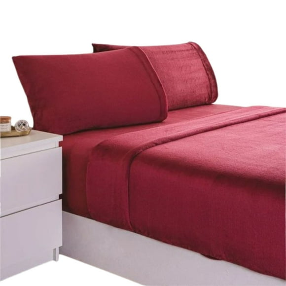 Juego Sábana Invernal Vino King Size Poliéster Concord
