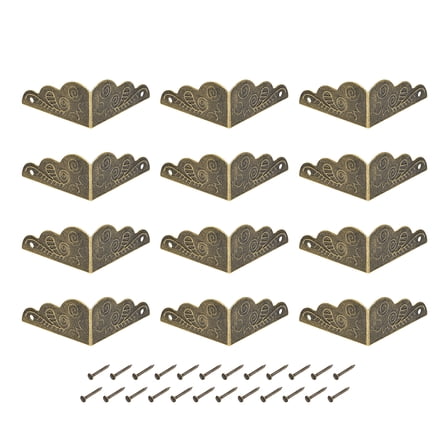 Unique Bargains Metal Box Corner Protectors Wooden Box Edge Guard Protector 27 x 27 x 13mm Bronze Tone 12Pcs