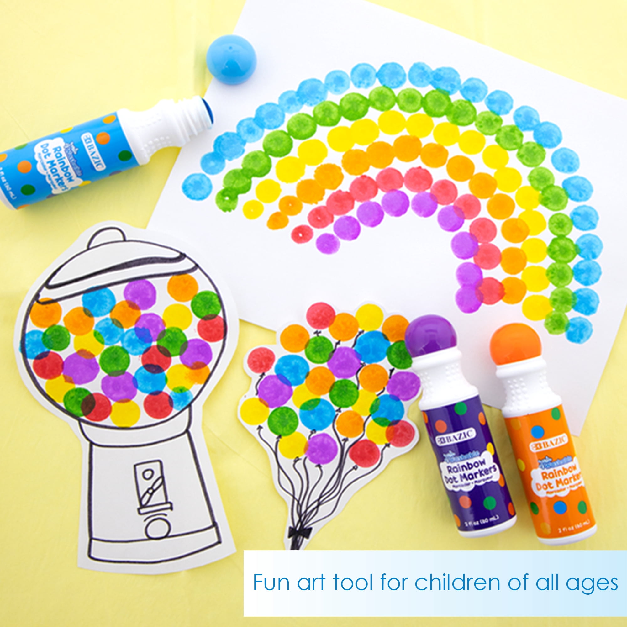 BAZIC Washable Dot Markers for Kids, 6 Colors Marker Kit (6/Pack), 2-Packs
