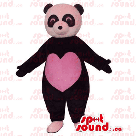 Customised Cute Panda Bear Plush SPOTSOUND Mascot With A Large Heart ...