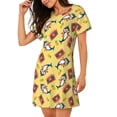 thumbnail image 2 of Fotbe Pineapples Sharks In Hawaiian Bata de Dormir para Mujer con Estampado, Camisón de Algodón de Manga Corta, Ropa de Dormir Casual, 2 of 6