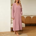 thumbnail image 6 of QIYAGBSA Nightgown for Women Soft Fleece Cable Knit V Neck Long Sleeve with Pockets Sleepwear (Pink, XL), 6 of 6