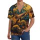 thumbnail image 1 of Balery Starry Night Guitar Turtle Camisa Casual de Manga Corta con Botones para Hombre, Texturizada, Estilo Cubano, para Playa, Verano-4X-Large, 1 of 5